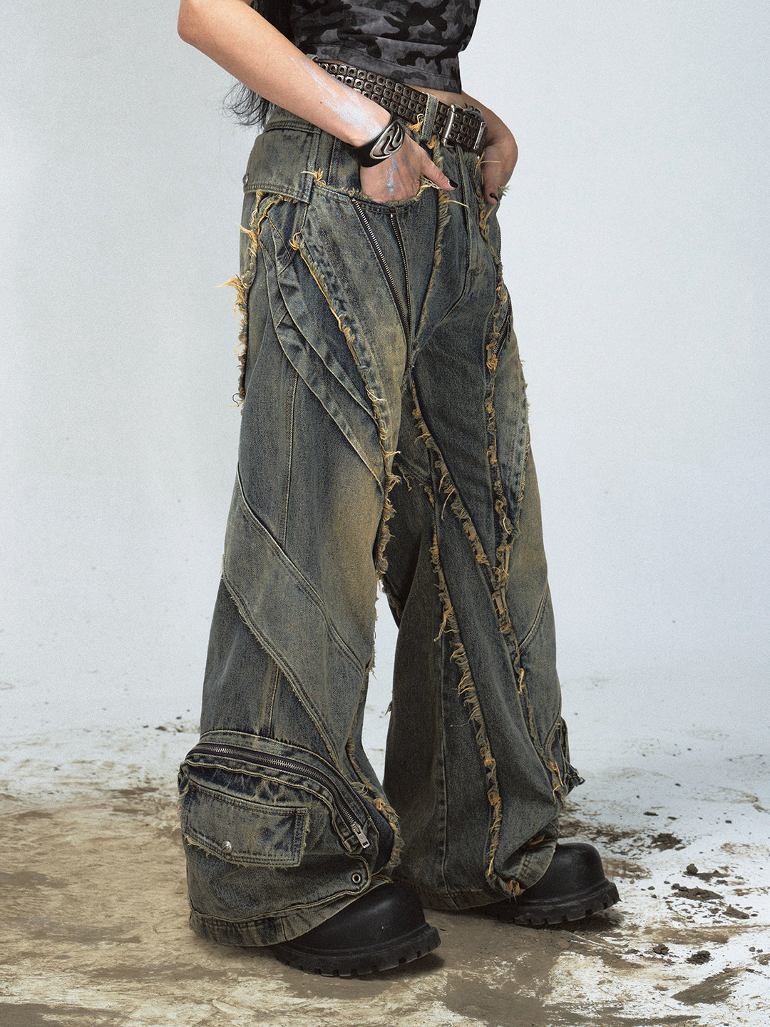 Destroyed Wide-Leg Jeans — Unisex