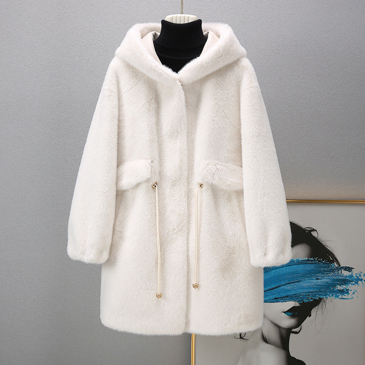 ShopBAM — Faux Fur Sweater Coat — Mid-Length, White