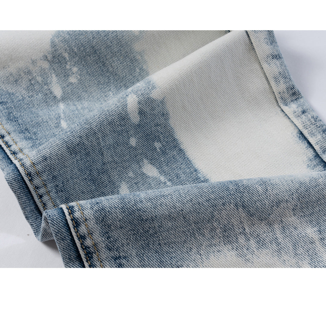 Fashion Contrast Washed Distressed Jeans For Men And Women