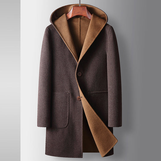 Reversible Hooded Wool Coat