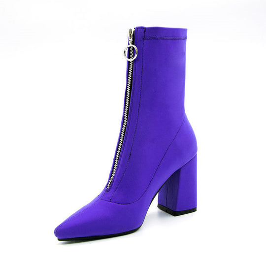 ShopBAM — Breathable Stretch Chunky Heel Boots — Women&
