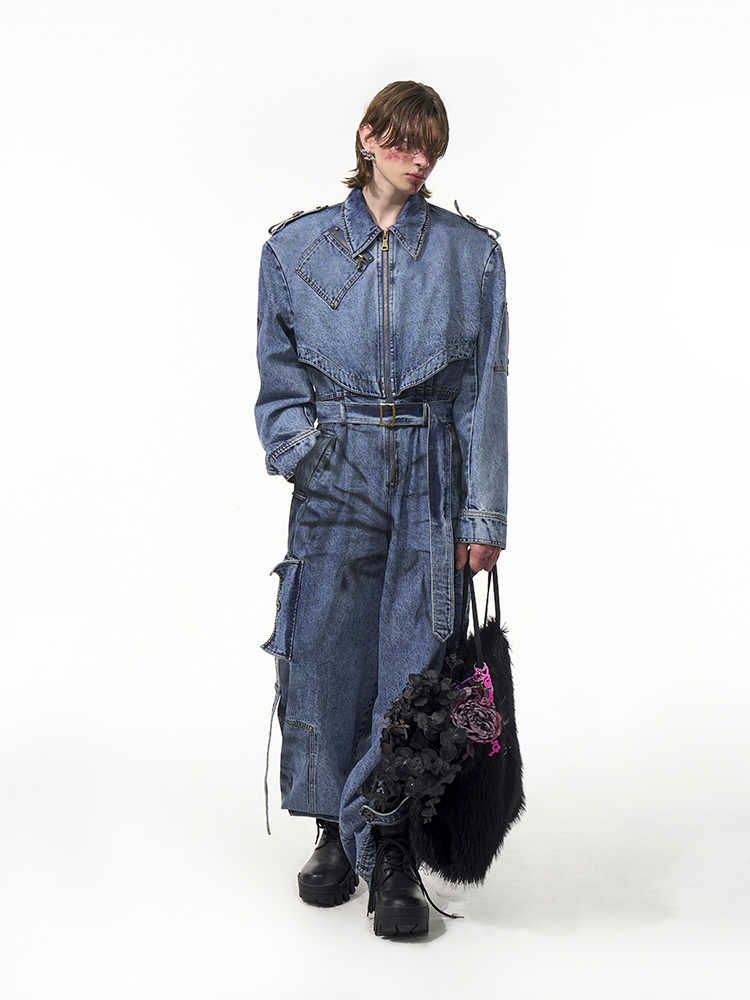 Dirty Dyed Denim Jumpsuit — Men&