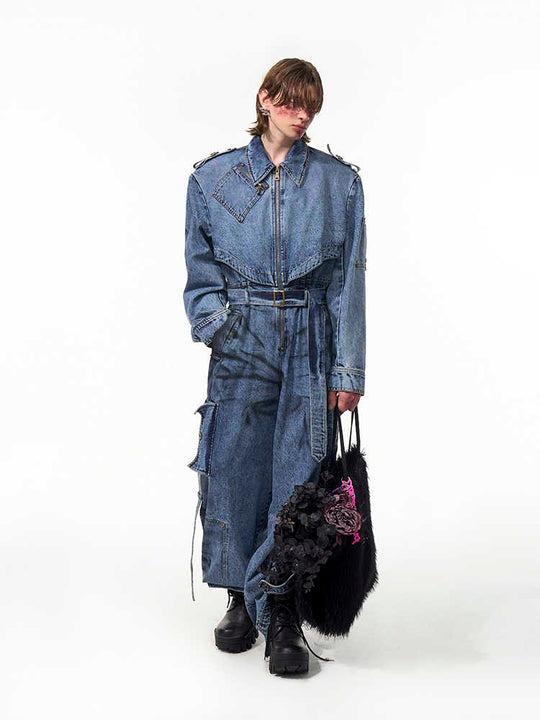 Dirty Dyed Denim Jumpsuit — Men&