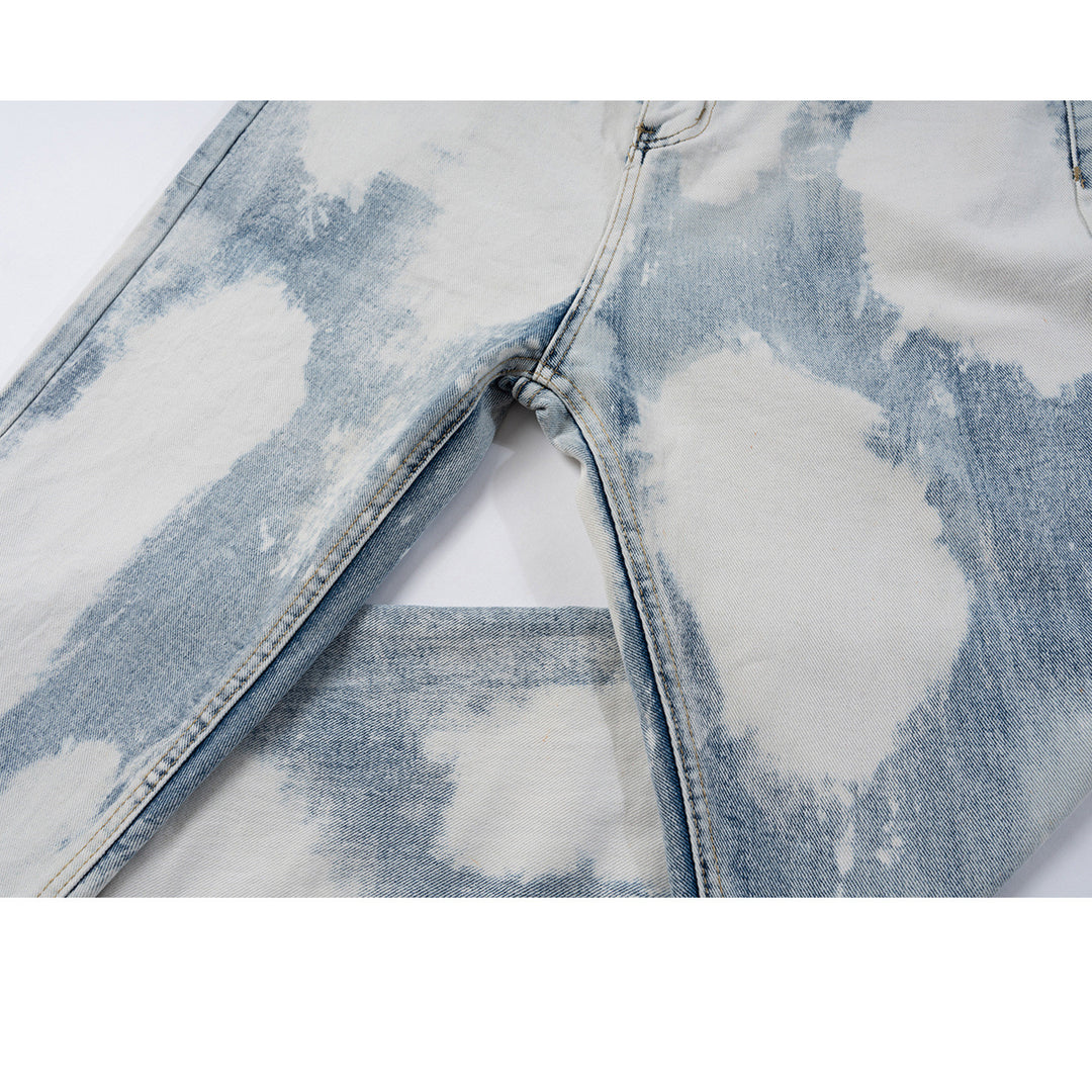 Fashion Contrast Washed Distressed Jeans For Men And Women