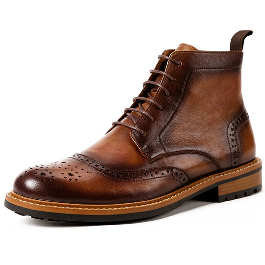 Top Layer Cowhide Round Toe Martin Boots — Men&