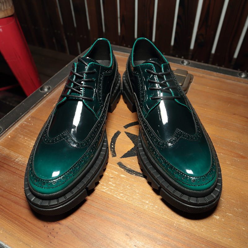 Men's Genuine Leather Platform High-Heeled Shoes