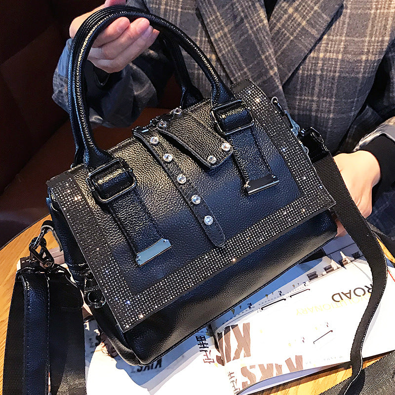 Rhinestone Cowhide Handbag — Women&