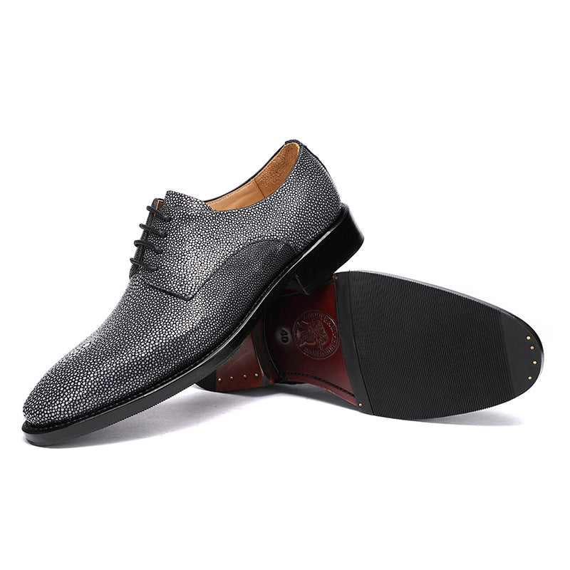 Pearl Fish Skin Lace-Up Shoes — Men&
