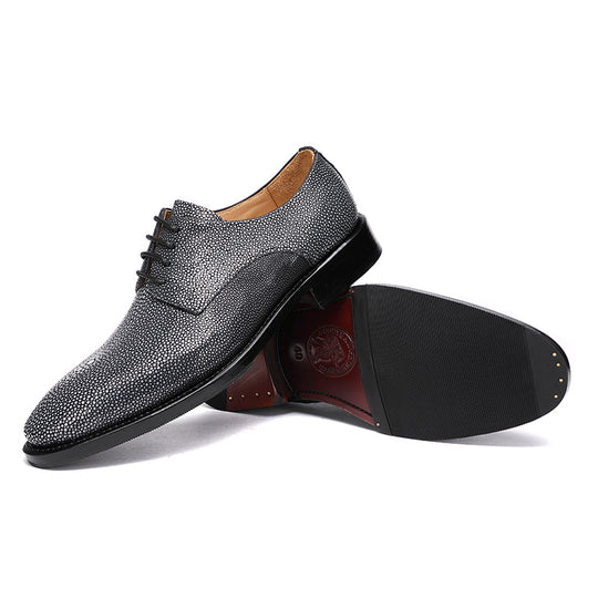 Pearl Fish Skin Lace-Up Shoes — Men&