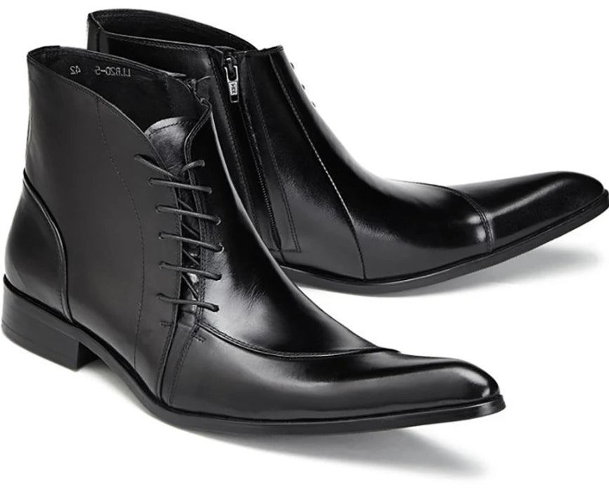 British Design Leather Pointed Men's Boots