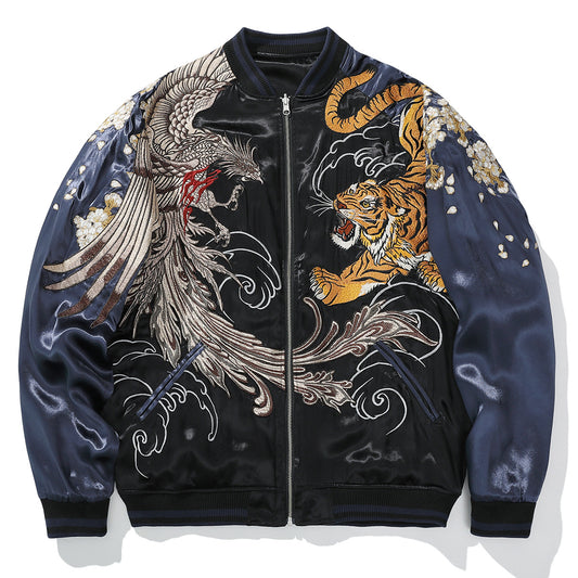 Chinese Inspired Mens Loose Fit Polyester Embroidered