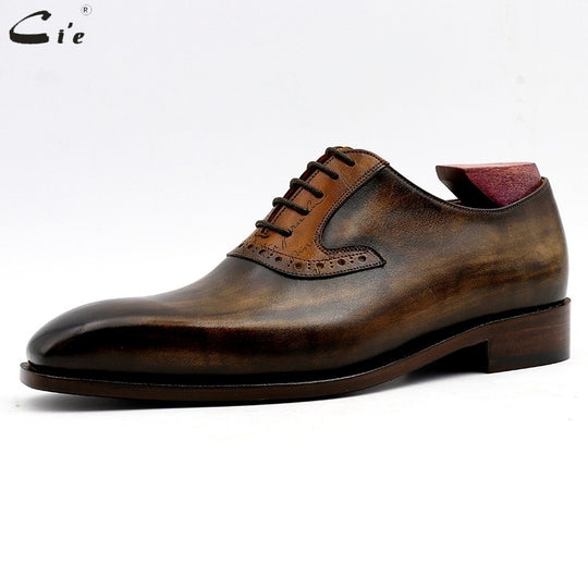 Handmade Cowhide Colorblock Shoes — Men&