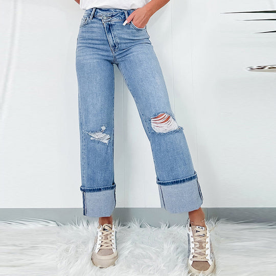 High-Waist Ripped Jeans — Women&