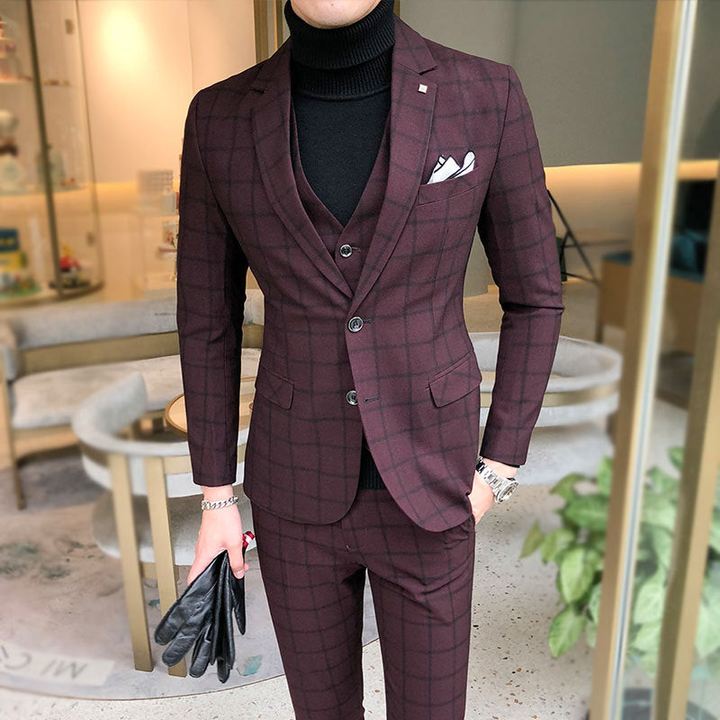 Striped Three-Piece Suit Set — Men&