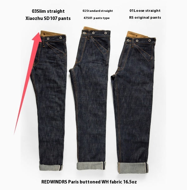 Straight-Leg Mid-High Waist Raw Selvedge Denim — Indigo