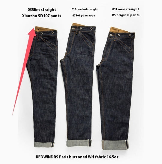 Straight-Leg Mid-High Waist Raw Selvedge Denim — Indigo