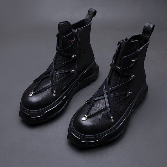 Winter Thick-Soled Motorcycle Martin Boots Side Zipper