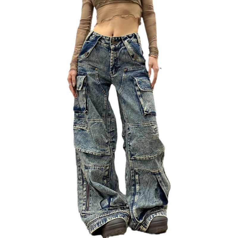 Plus Size Multi-Pocket Workwear Jeans — Women&