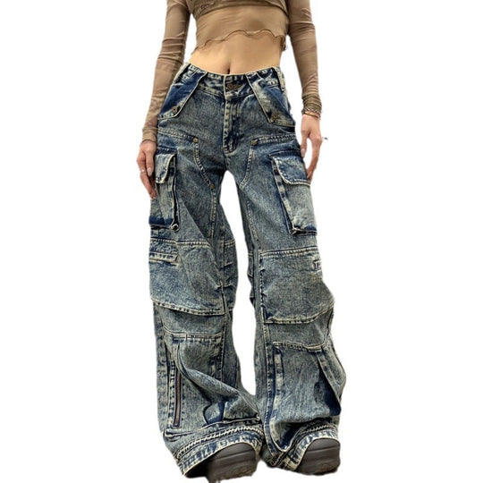 Plus Size Multi-Pocket Workwear Jeans — Women&