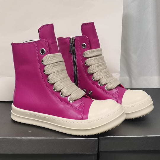 High-Top Cowhide Leather Sneakers — Unisex