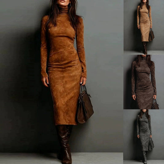 Pencil-Skirt Turtleneck Long-Sleeved Slim-Fitting