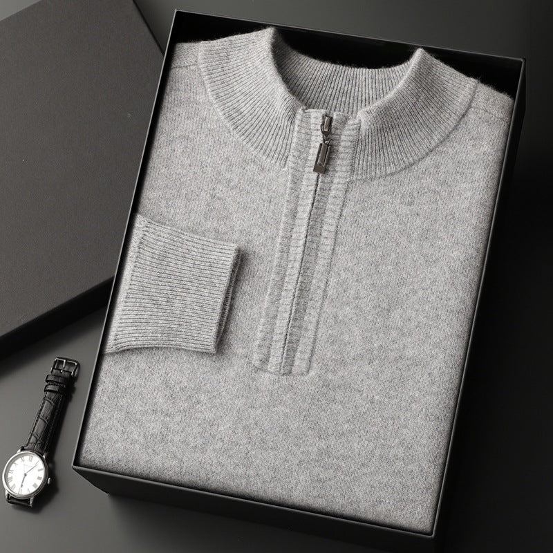 Half-Zip Wool Pullover Sweater — Men&