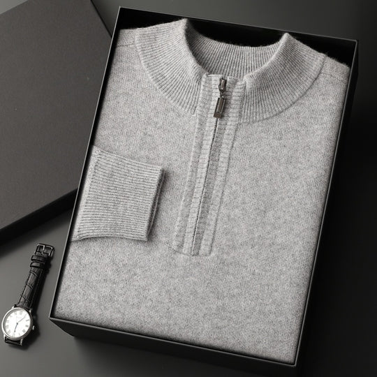 Half-Zip Wool Pullover Sweater — Men&