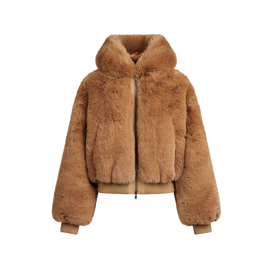 Hooded Faux Fur Fleece Jacket