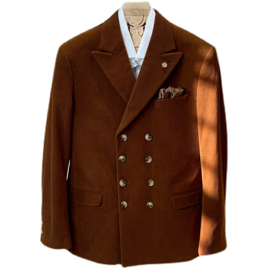 British Double-Breasted Business Casual Suit — Men&