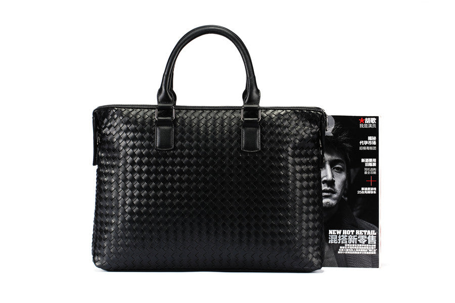 Hand-Woven Leather Briefcase