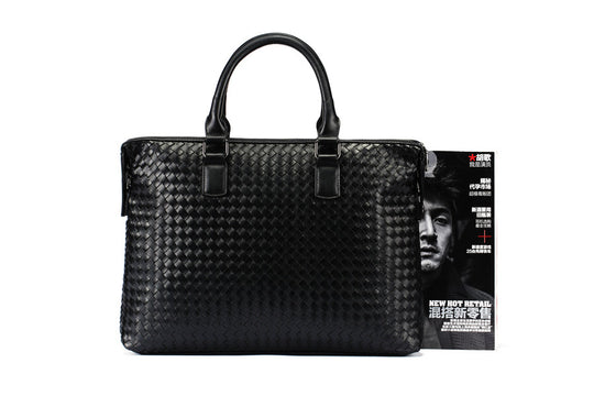 Hand-Woven Leather Briefcase