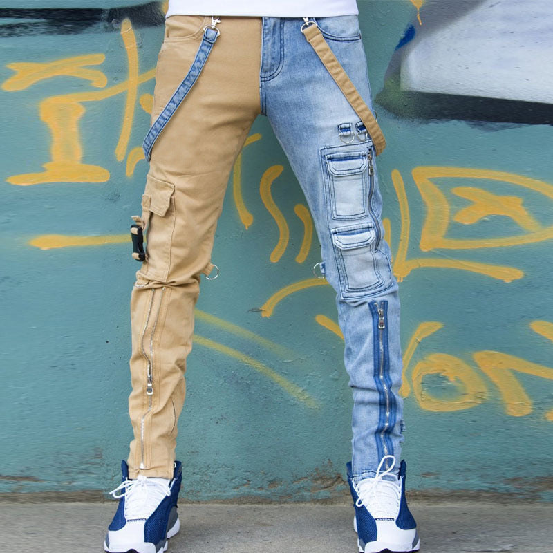 Color Block Wash Slim Straight Denim — Multi-Tone