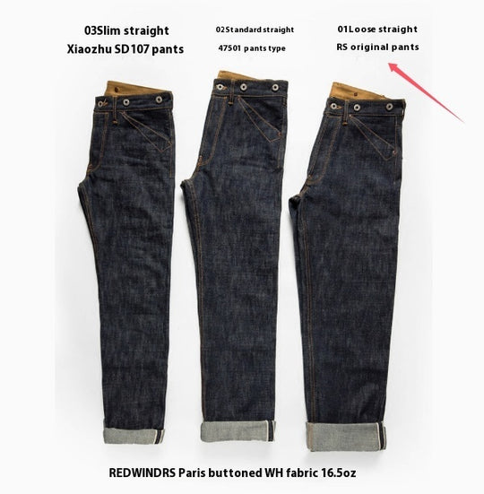 Straight-Leg Mid-High Waist Raw Selvedge Denim — Indigo