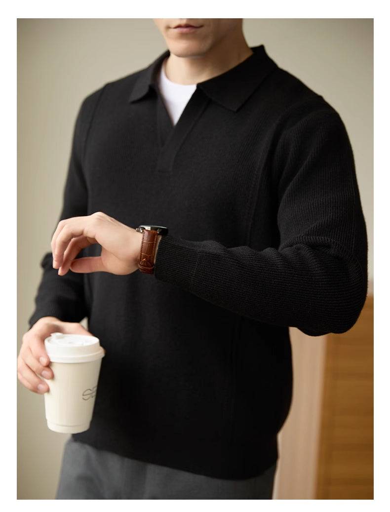 Polo Collar Wool Blend Sweater — Men&