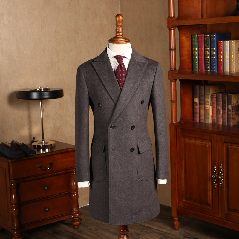 ShopBAM — Herringbone Wool Coat — Double Breasted