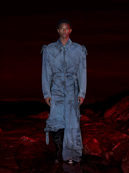 Dirty Dyed Denim Jumpsuit — Men&