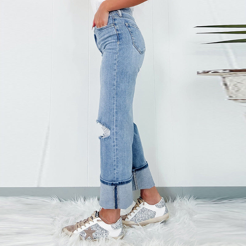 High-Waist Ripped Jeans — Women&