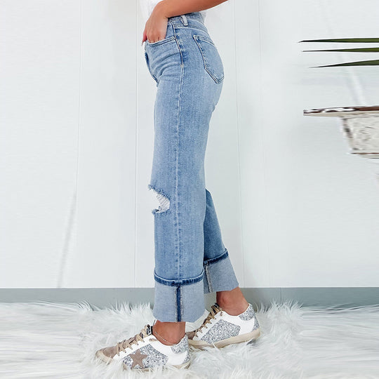 High-Waist Ripped Jeans — Women&