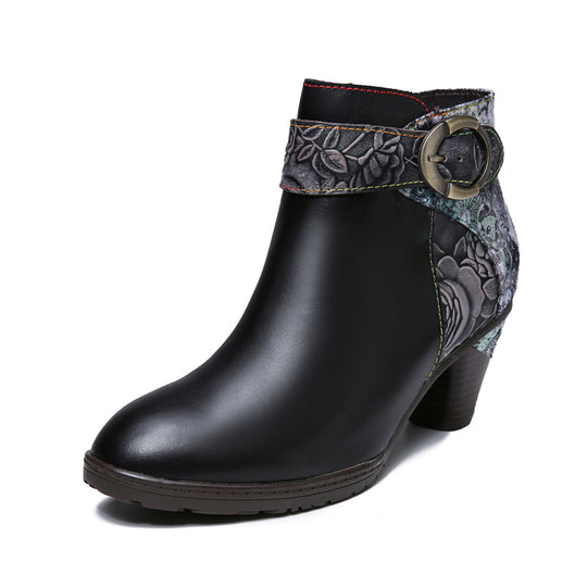 Side Zipper Buckle Ankle Boots — Women&