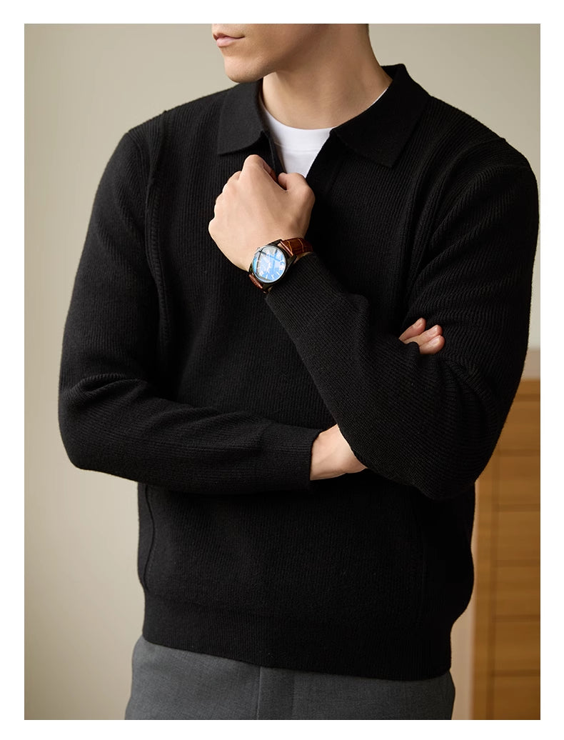 Polo Collar Wool Blend Sweater — Men&