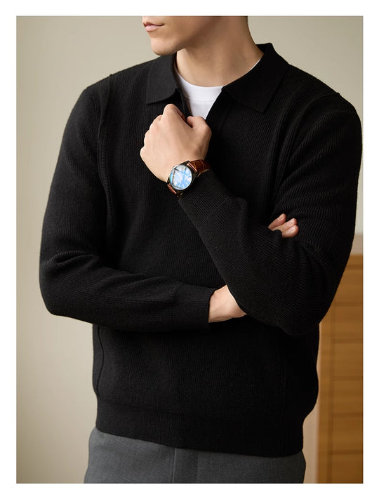 Polo Collar Wool Blend Sweater — Men&