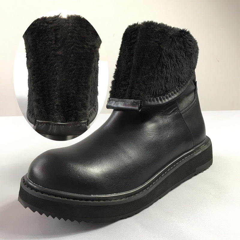 Velvet High-Top Retro Casual Leather Shoes — Men&