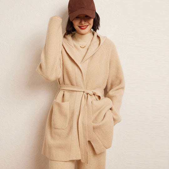 Cashmere Hooded Cardigan Coat — 3 Colours