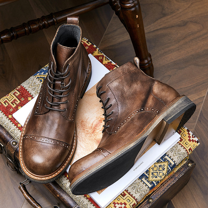 Vegetable Tanned Cowhide Martin High-Top Boots