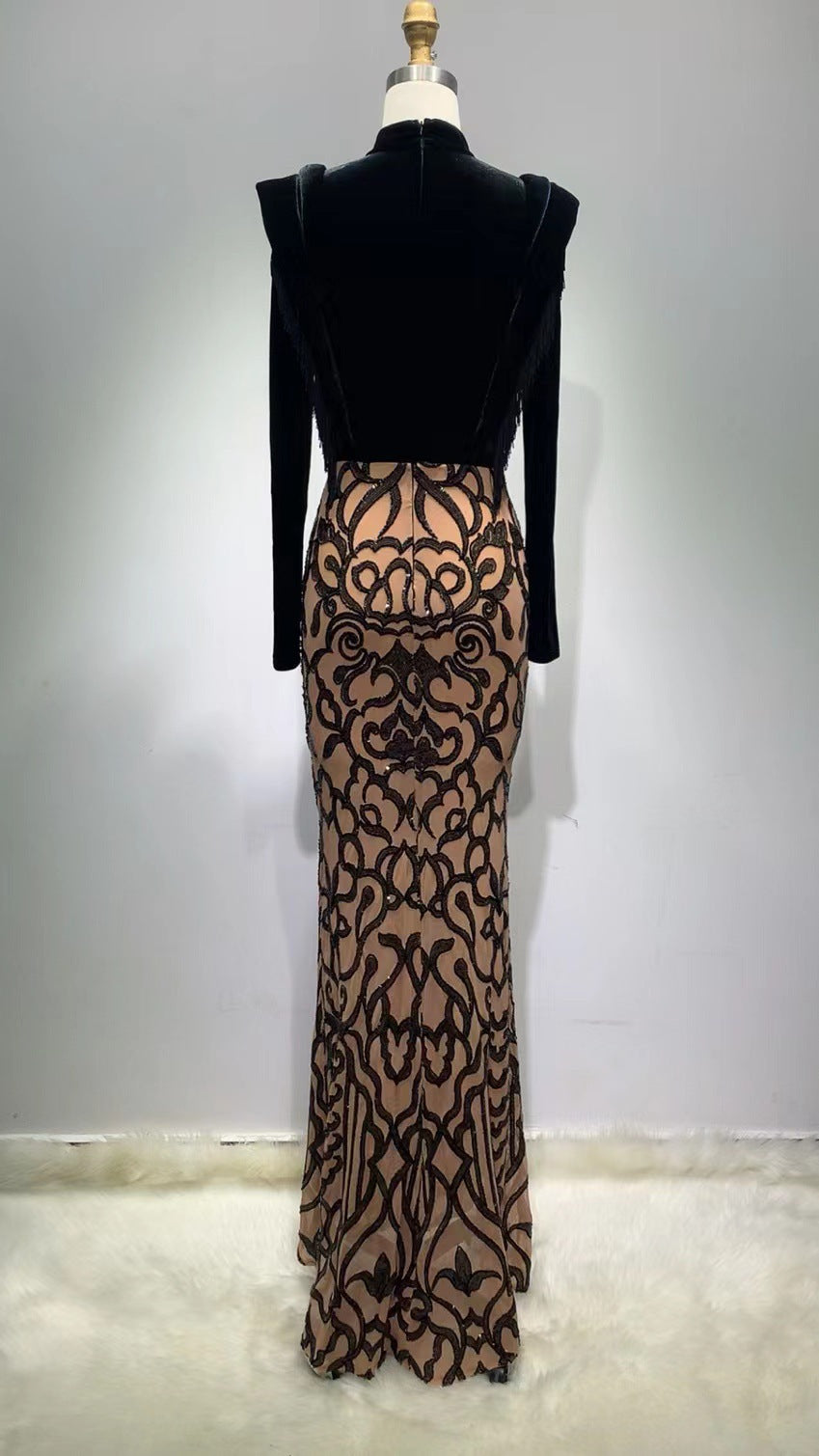 Sequin Tassel Long Sleeve Dress — Women&
