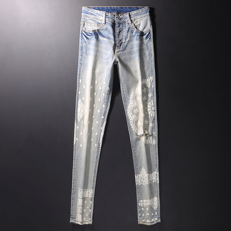 ShopBAM — Spring Grey Ripped Slim Denim — Blue-Grey