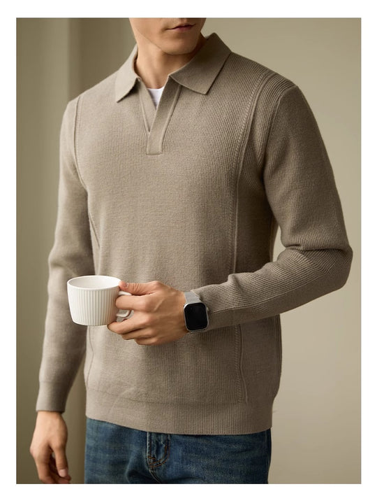 Polo Collar Wool Blend Sweater — Men&