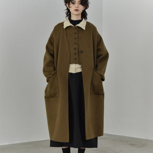 Double-Faced Woolen Women's Cardigan Coat Vest Suit