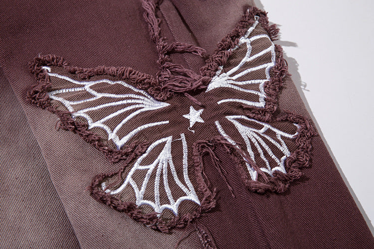 Retro Butterfly Embroidered Jeans — Women&