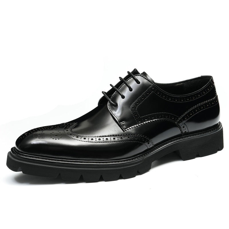 Cowhide British Carved Leather Shoes — Men&